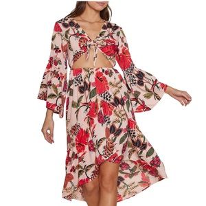RAGA Floral High Low Dress - Red and Green